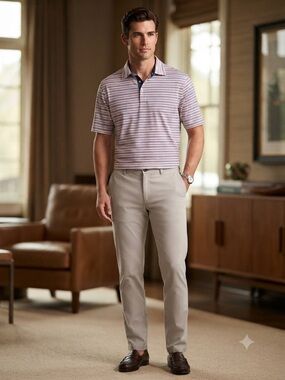 Bobby Jones stripe polo 100% cotton sz L
